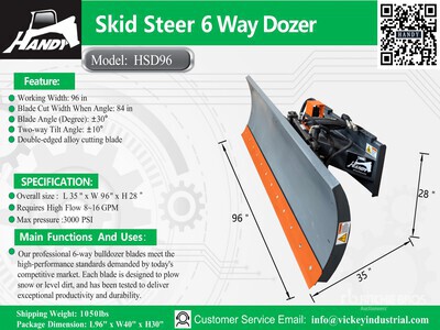 2026 Handy HSD96 96 in PAT Skid Steer Dozer (Unused)