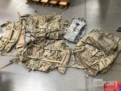 (36) Hydration System Carriers, (32) MOLLE Waist Belts & Assorted Items