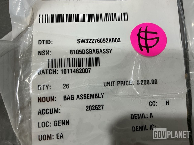 (26) Bag Assemblies, (95) Improved First Aid Kits Pouches & Assorted Items