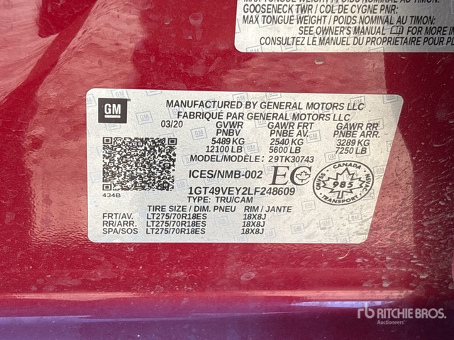 1GT49VEY2LF248609 2020 GMC 3500 photo no. 1