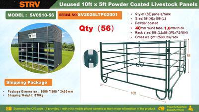 Quantity of (56) 2026 STARVOX SV0510-56 10 ft x 5 ft Powder Coated Livestock Panel (Unused)