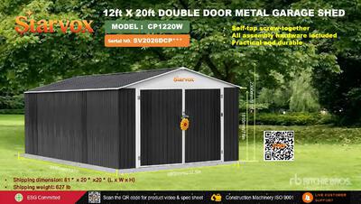 2026 STARVOX CP1220 Metal Garage Abri (Unused)
