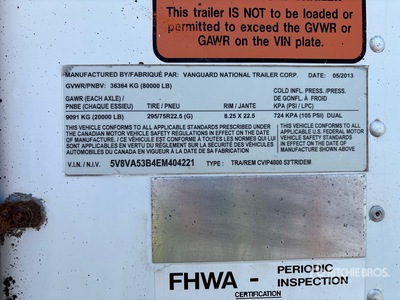 2014 Vanguard VIP4000 53 ft Tri/A Heated Van Trailer