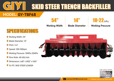 2026 GIYI GY-TBF68 54 in Skid Steer Trench Backfiller Varios implementos minicargadora (Unused)