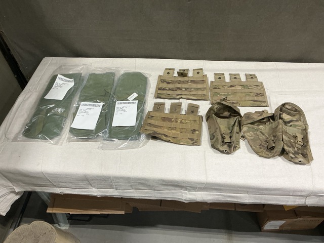 (30) First Aid Kit Pouches, (72) Radio Set Carriers & Assorted Items