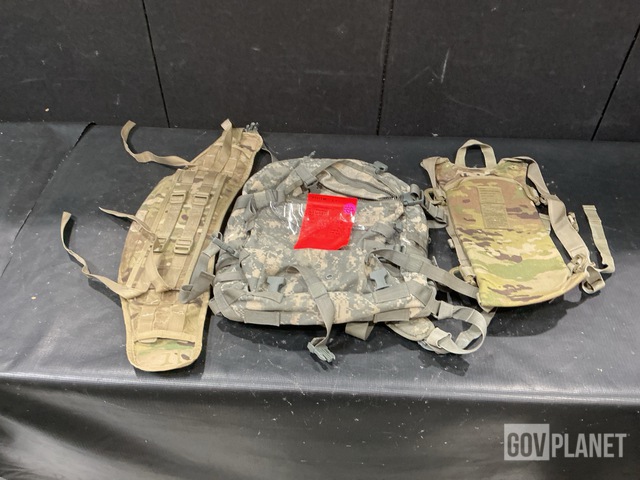 (5) Molded Waist Belts, (64) Hydration System Carriers & Assorted Items