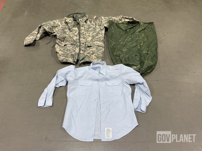 (9) Cold Weather Parkas, (31) Clothing Bags, (13) Men's Shirts & Assorted Items
