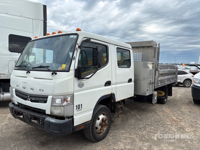 2015 Mitsubishi Fuso FE160 4x2 Crew Cab Flatbed Dump Truck (Inoperable)