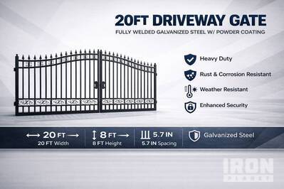 2026 Greatbear 20 ft. Bi Parting Wrought Iron Gate II000068 Driveway Gate (Unused)