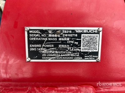 2022 Takeuchi TB216 Mini Excavator