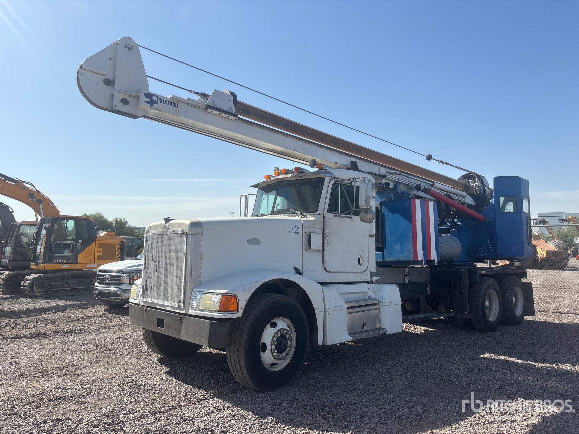 Spiradrill LHD-5G on 1996 Peterbilt 377 6x4 Digger Derrick Truck