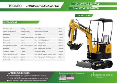 2026 VICSEC VC13D Mini Excavator (Unused)