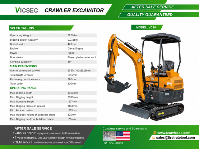 2026 VICSEC VC20 Mini Excavator (Unused)