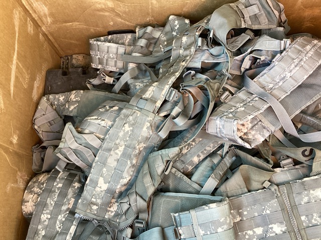 (894) Mag Pouches, (102) Frames, (53) Clothing Bags & (26) Load Carriers