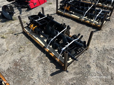 Quantity of (8) 2026 VICSEC VCA-8 Mini Excavator Attachments, Rake Ripper Grabber 12in 16in Auger 8in Narrow Bucket 24in 32in Bucket Quick Coupler (Unused)