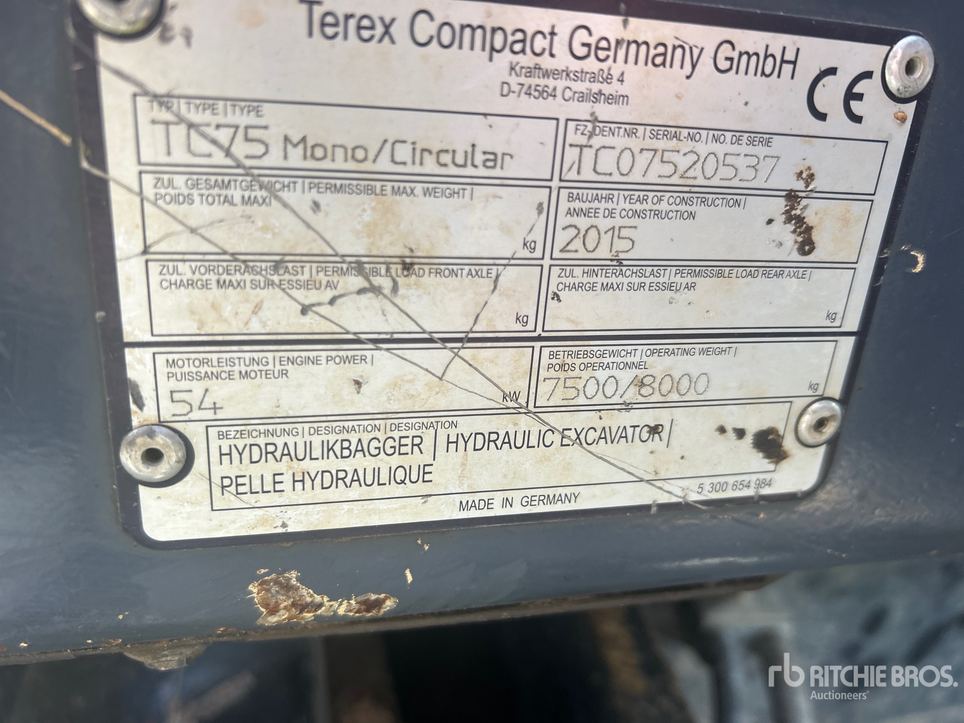 2015 Terex TC75 Tracked Excavator