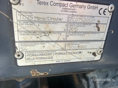 2015 Terex TC75 Tracked Excavator