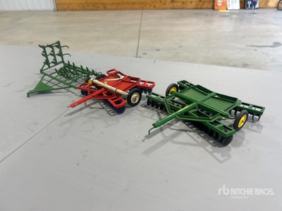 Quantity of (3) John Deere Disk Harrow & Field Cultivator Toy Collection