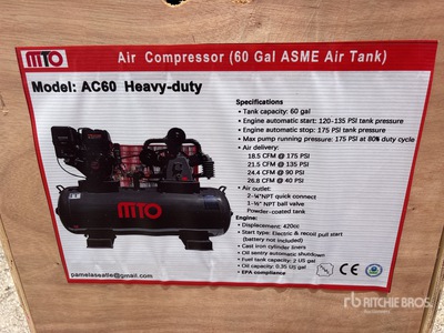 2026 MTO AC60 26.8 cfm 60 gal Compresseur à air (Unused)