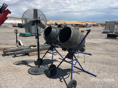 Quantity of (2) 4 cft Portable Concrete Mixers & (1) Fan