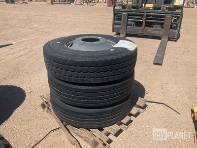 (3) Assorted 12R22.5 Tires w/Wheels