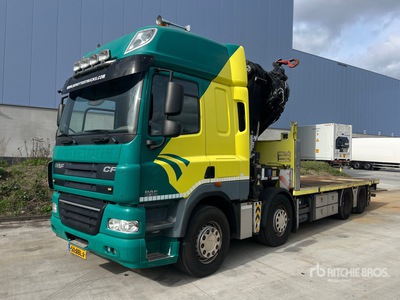 HMF 6020/8520 11500 kg Knuckle Boom on 2012 DAF FD85-460 8x4 Twin-Steer Sleeper Mobilkran