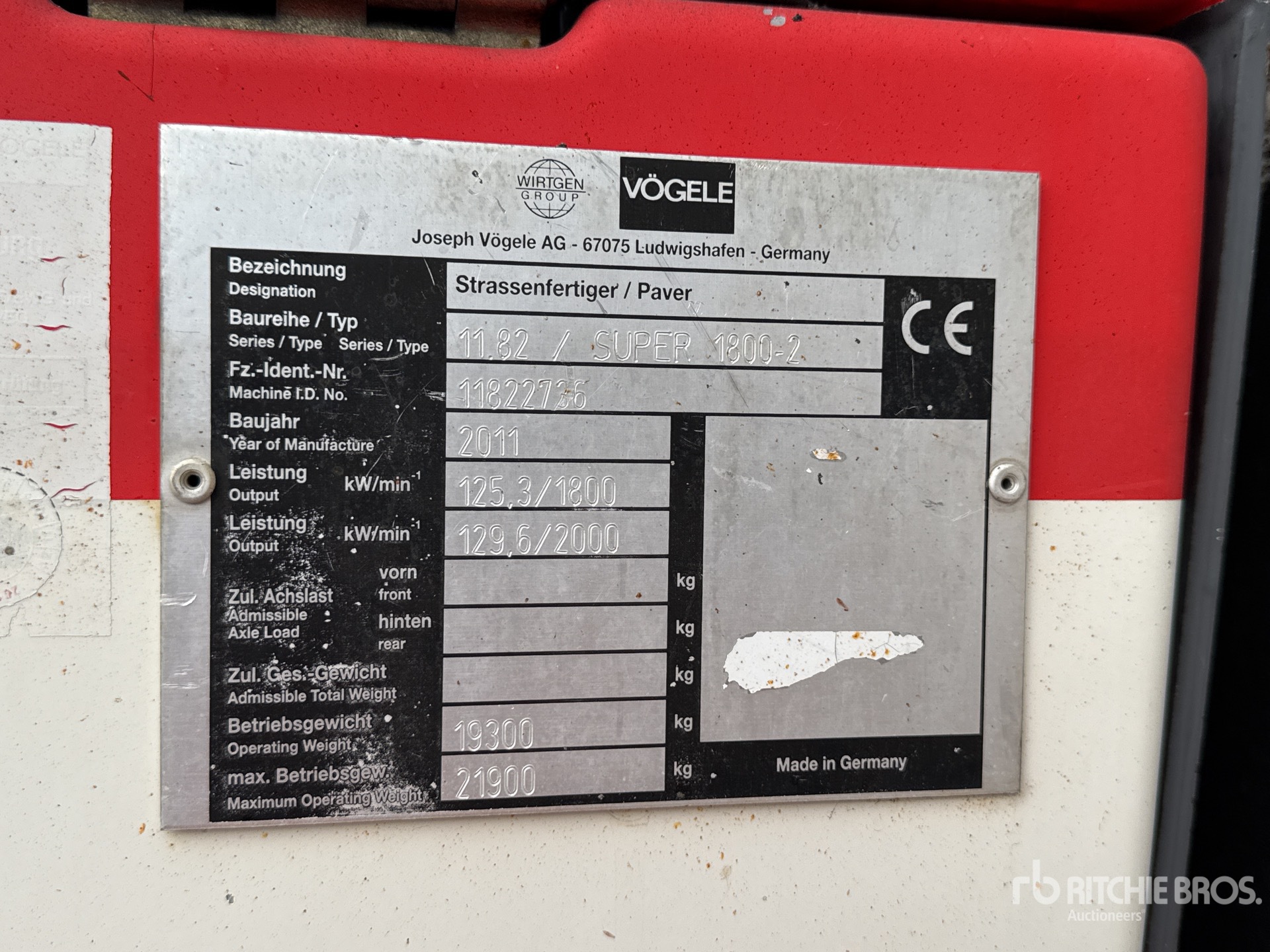 2011 Vogele S1800-2 Track Finisseur Sur Chenilles Asphalt Paver