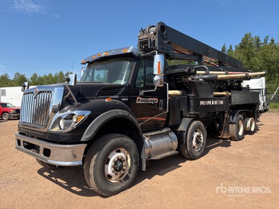 Schwing on 2010 International 7600 SBA 8x4 Twin-Steer Concrete Pump Truck
