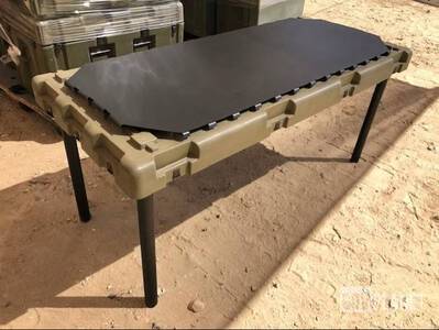 LOT OF2 SETS- MILITARY PORTABLE COMPSITE TABLES ( 2 TABLES PER SET)