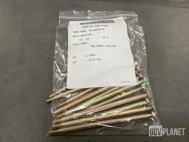(12) Aeronautical Standards AN4H52A Machine Bolts