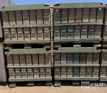 LOT OF 168- PA-120 40mm ammunition boxes (palletized on steel racks) Typically holds 32 rounds of 40mm amo. Popular for weatherproof tool storage& emergency caches.