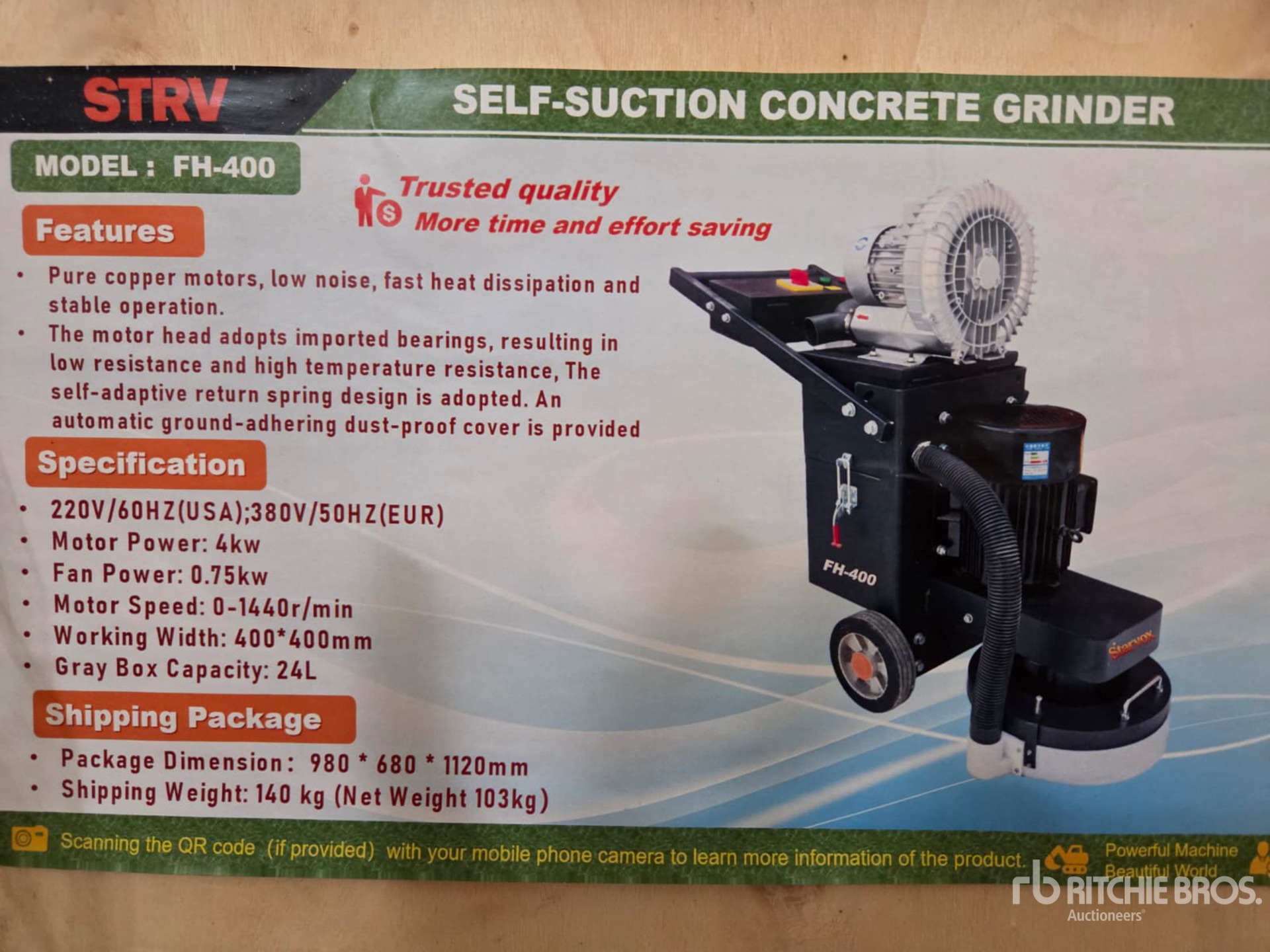 2026 STARVOX FH-400 Self-Suction Concrete Grinder (Unused)