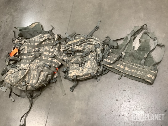 (64) Fighting Load Carriers, (10) Large Field Pack Sets & Assorted Items