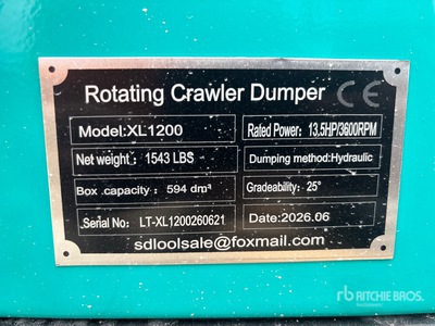2026 SDLOOL SL-XL1200 Walk-Behind Mini Crawler Dumper (Unused)