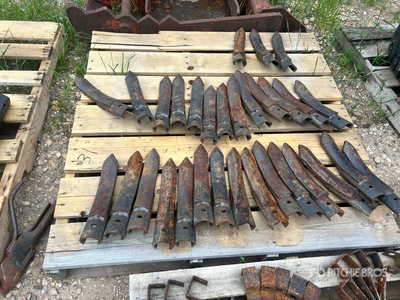 Quantity of Assorted Air Seeder Seed/Fertilizer Knife Openers, Including Mounting Brackets