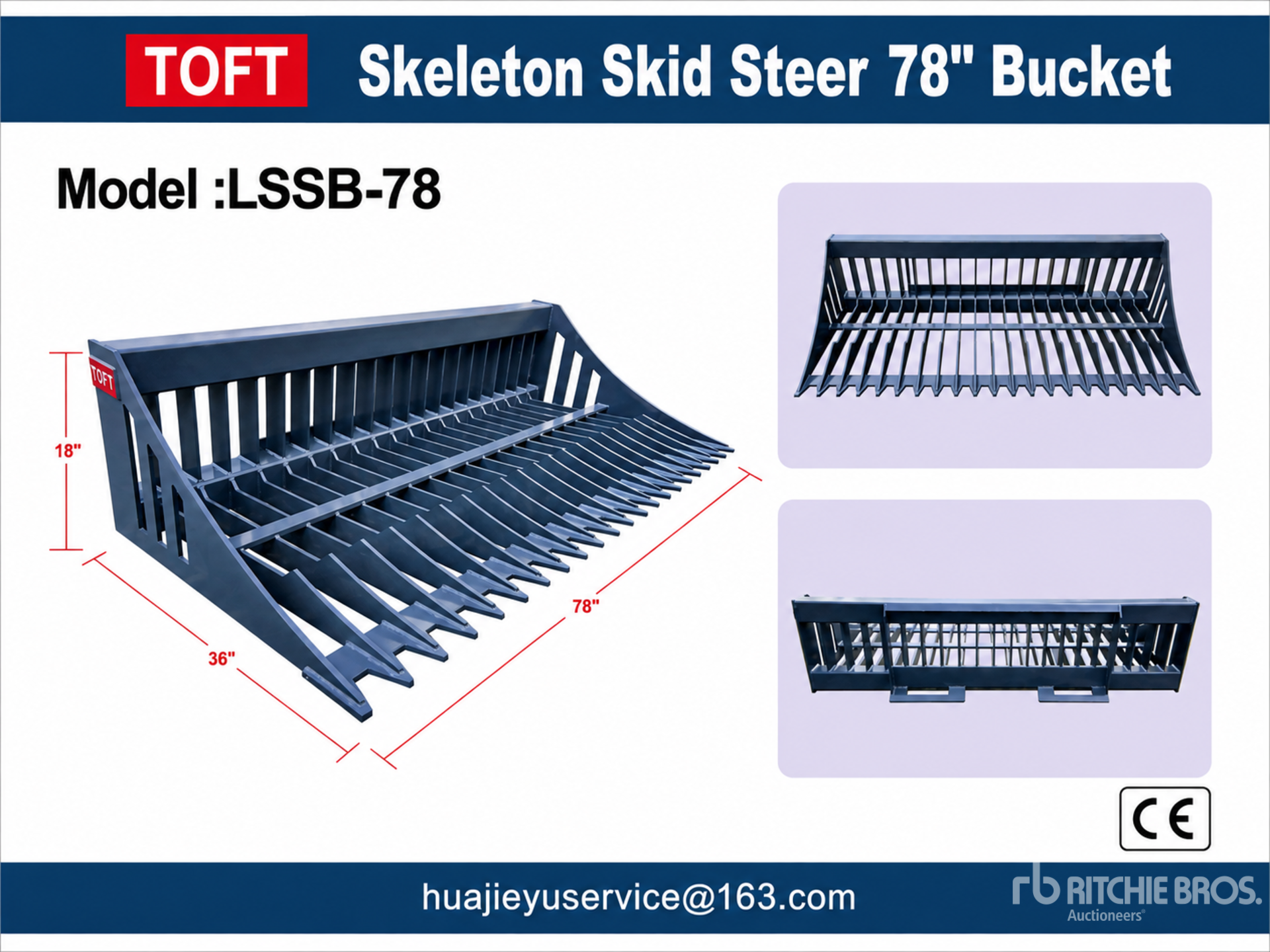 2026 TOFT LSSB-78 1950 mm Skeleton Skid Steer Bucket (Unused)