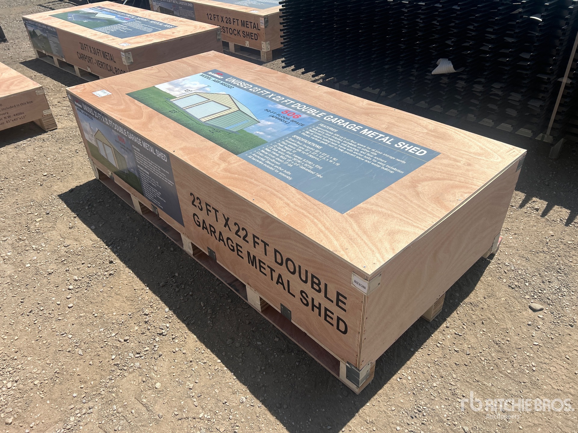 2026 AGR-MS2322 23 ft x 22 ft Double Garage Metal Shed (Unused)