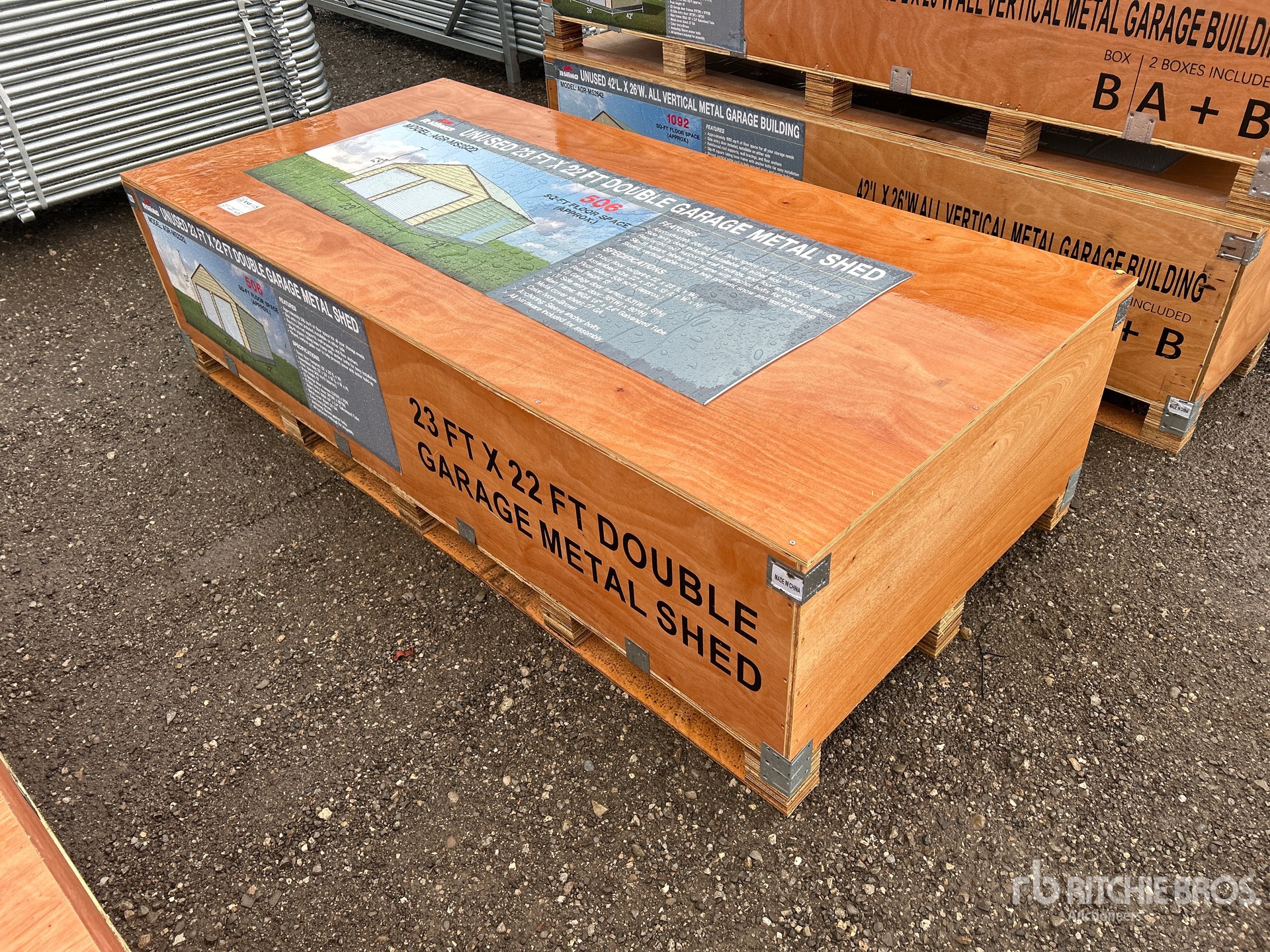 2026 AGR-MS2322 23 ft x 22 ft Double Garage Metal Shed (Unused)