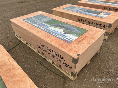 2026 AGR-MC2040 20 ft x 40 ft Steel Carport w/ Vertical Roof Panels Shed (Unused)