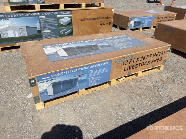 2026 AGR-LS1228 12 ft x 28 ft Metal Livestock Shelter (Unused)