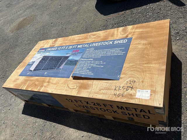 2026 AGR-LS1228 28 ft x 12 ft Metal Livestock Shelter (Unused)
