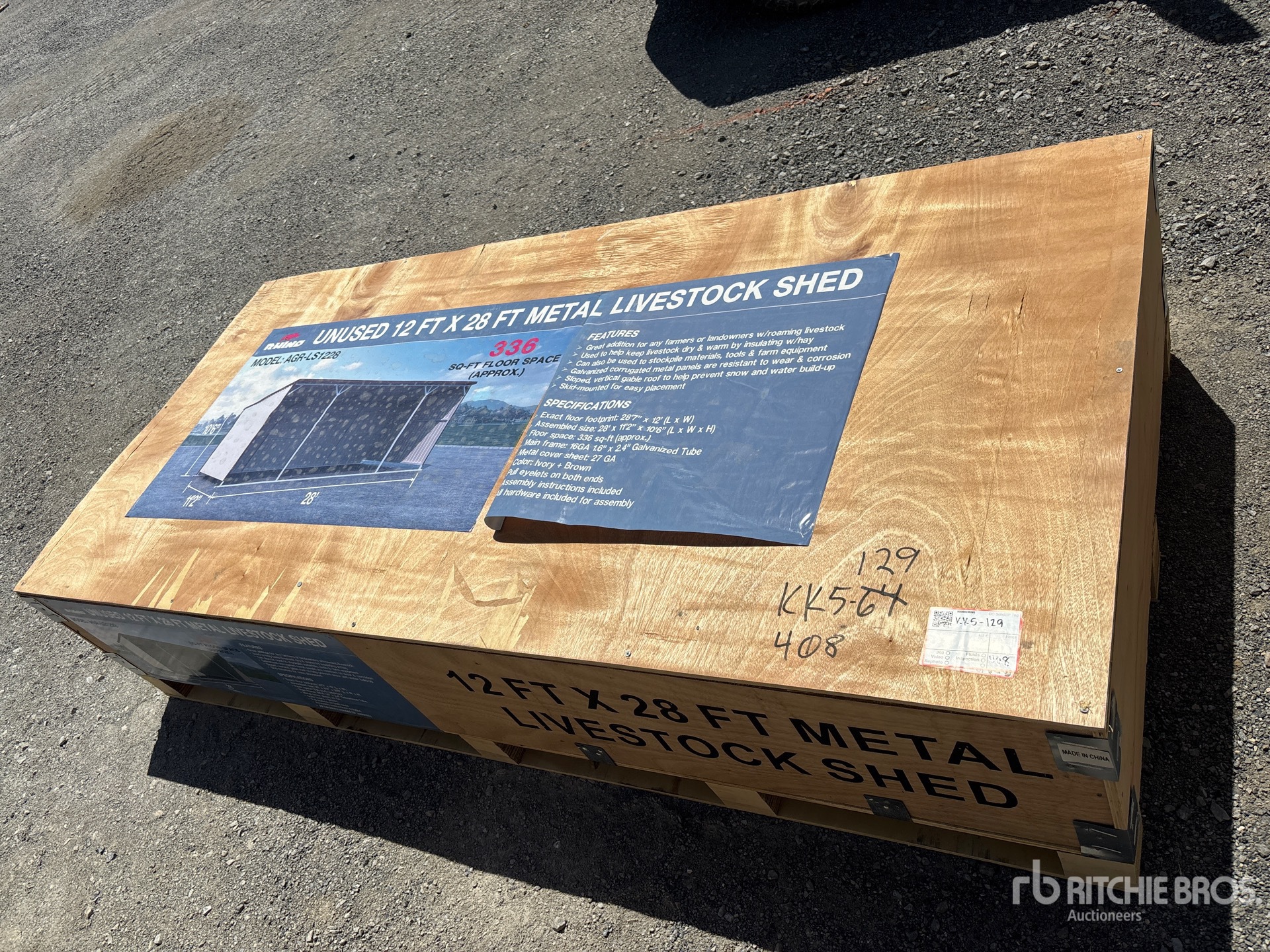 2026 AGR-LS1228 28 ft x 12 ft Metal Livestock Shelter (Unused)