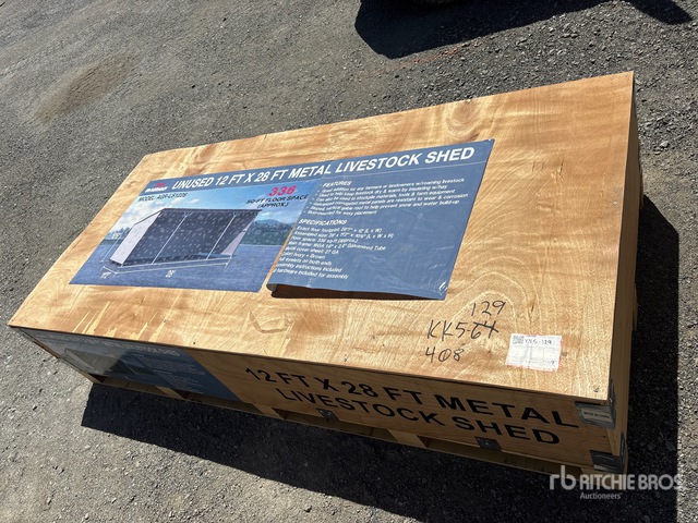 2026 AGR-LS1228 28 ft x 12 ft Metal Livestock Shelter (Unused)