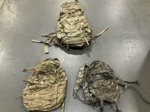 (40) Assault Packs, (8) Rucksack Packs, (7) Field Packs & Assorted Items