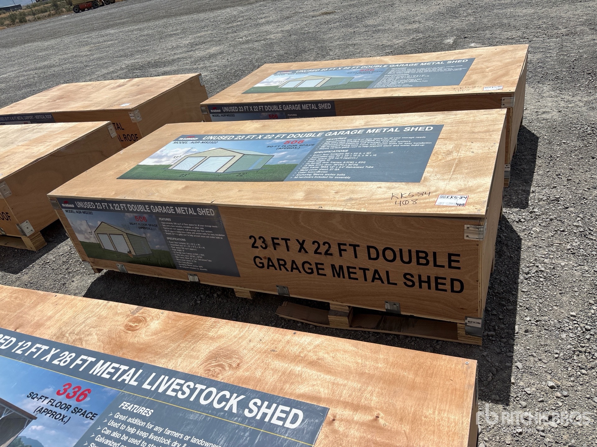 2026 AGR-MS2322 23 ft x 22 ft Double Garage Metal Storage Building (Unused)