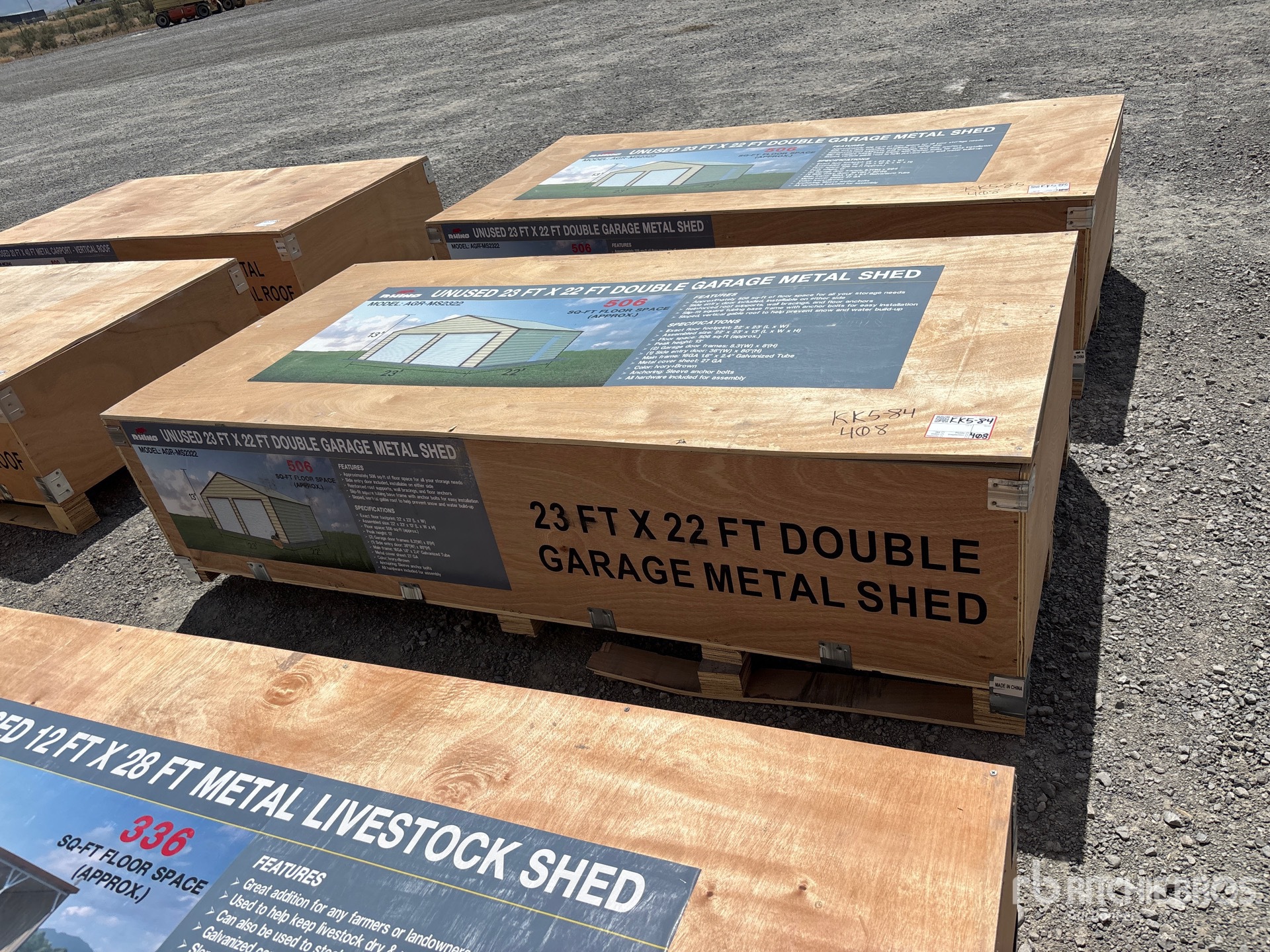 2026 AGR-MS2322 23 ft x 22 ft Double Garage Metal Storage Building (Unused)