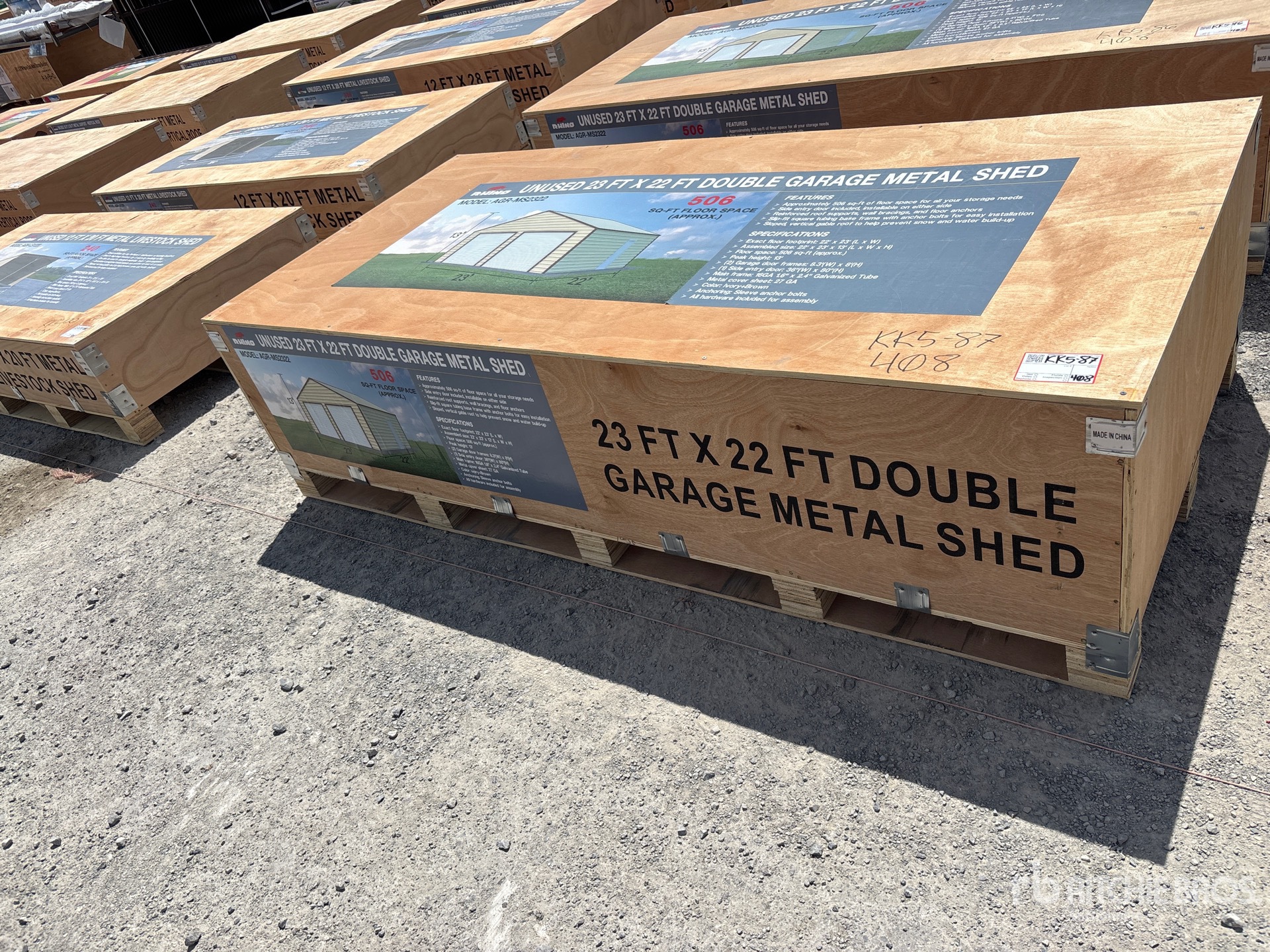 2026 AGR-MS2322 23 ft x 22 ft Double Garage Metal Storage Building (Unused)
