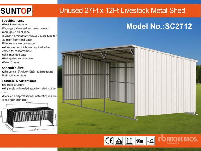 2026 SUNTOP SC2712 27 ft x 12 ft Livestock Shelter (Unused)