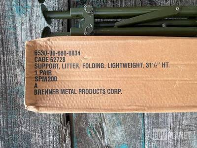 48 Sets- Brenner Military Litter Support (25 NIB) from Legendary 442/100 Battalio NSN# 6530-00-660-0034 SHIP DIMS: 48X48X50 400lbs