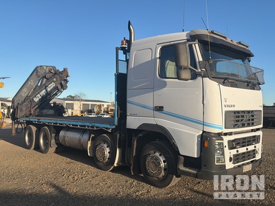2003 Volvo FH12 8x4 Twin-Steer Sleeper Flatbed Truck with Crane